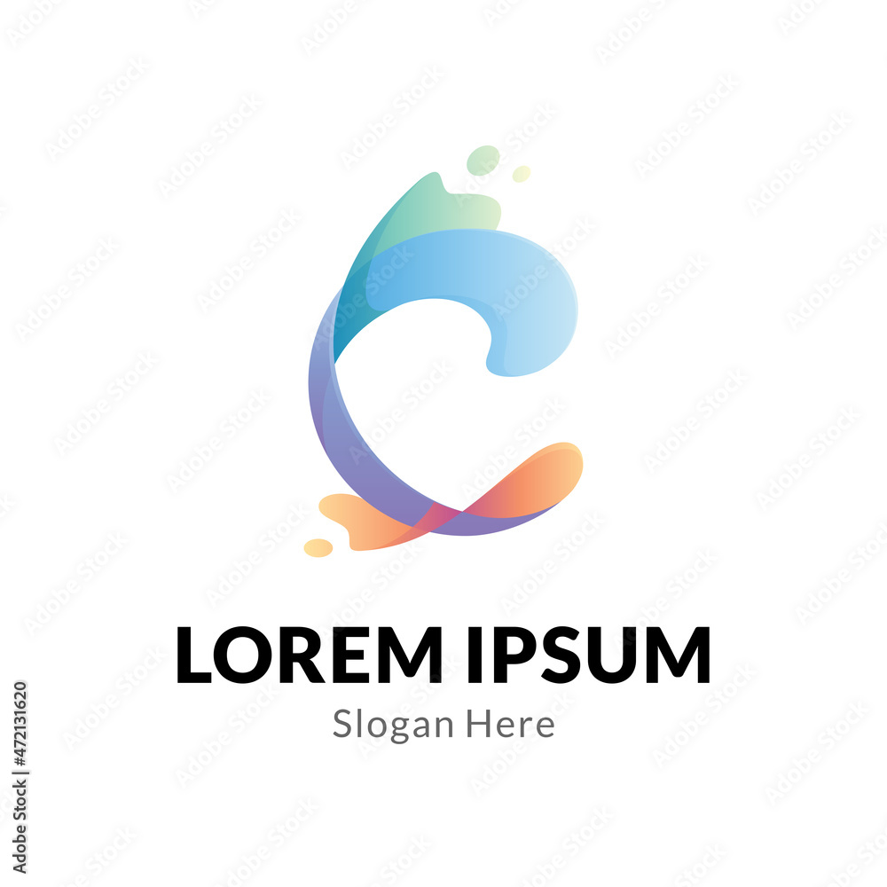 Fototapeta premium Letter C water splash logo design template