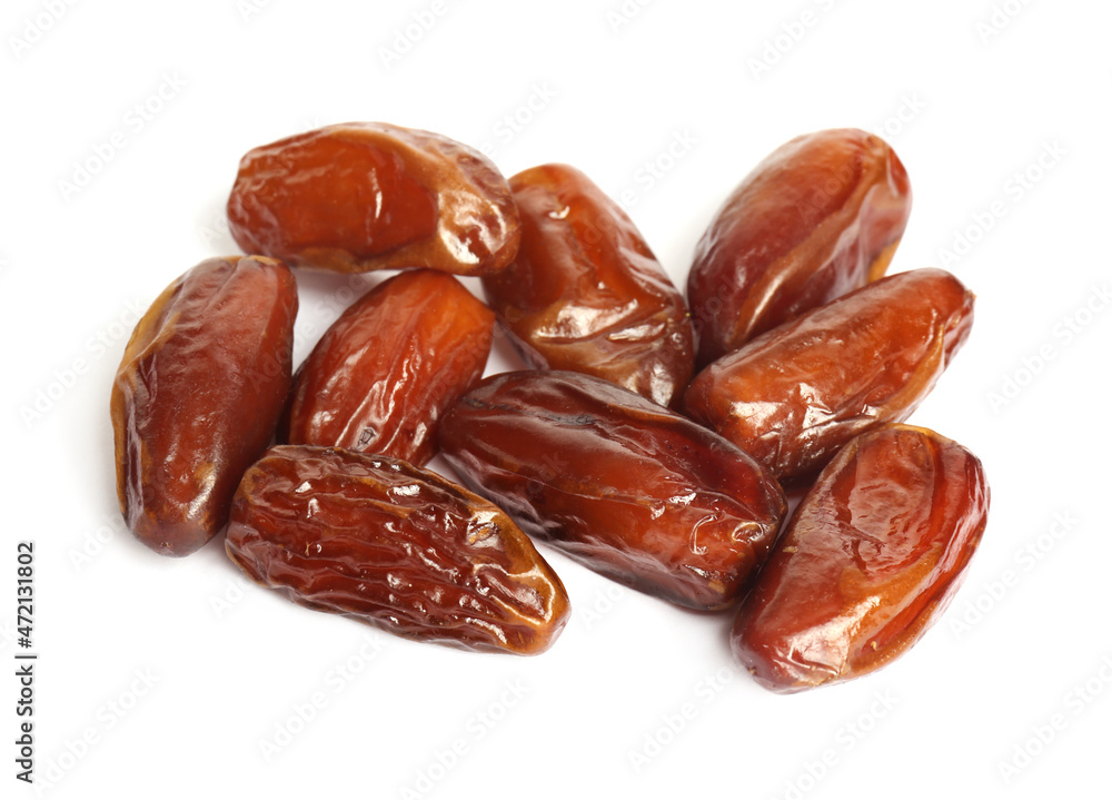 Heap of tasty sweet dried dates on white background Heap of tasty sweet dried dates on white background