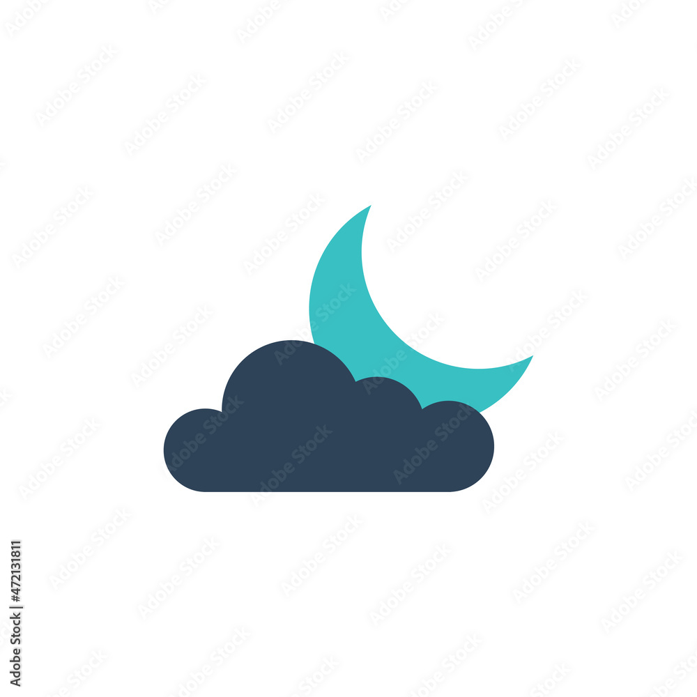 flat blue night weather icon on white background flat blue night weather icon on white background