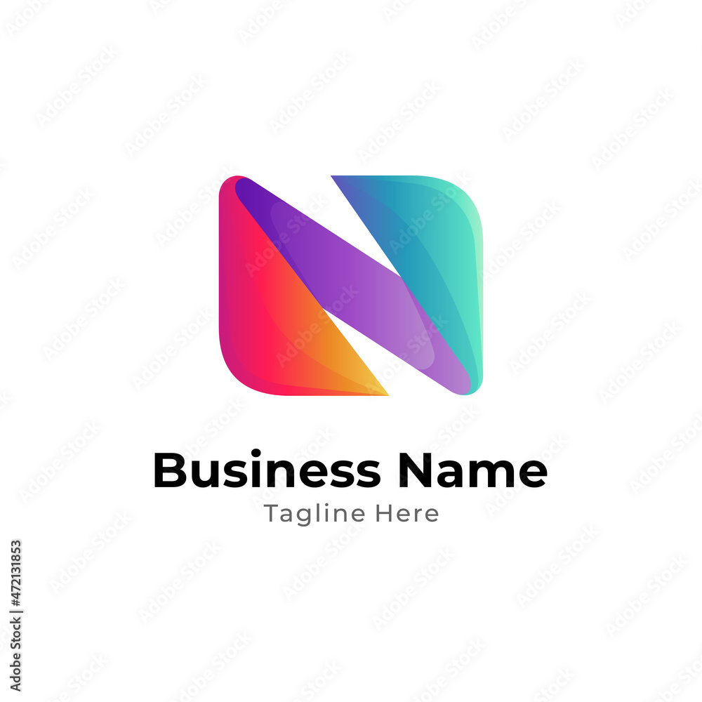 Simple initial letter N logo with colorful gradient style Simple initial letter N logo with colorful gradient style