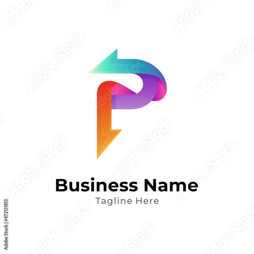 Free Download Letter P logo template with arrows shape - GFXLoad