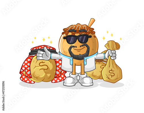takoyaki rich arabian mascot. cartoon vector