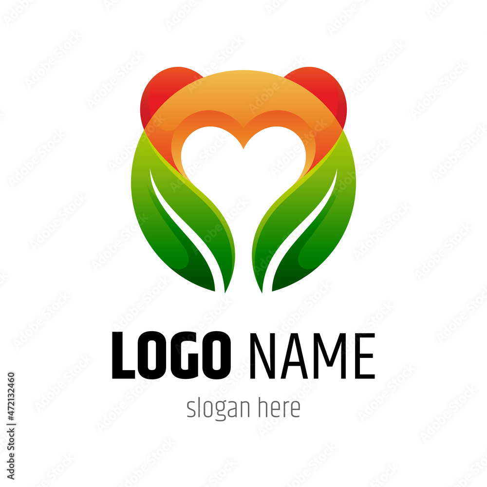 Fototapeta premium heart and leaf logo concept with gradient colors