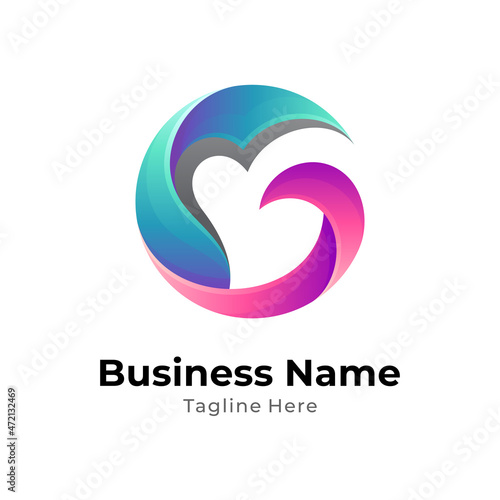 love letter G logo concept with gradient colors