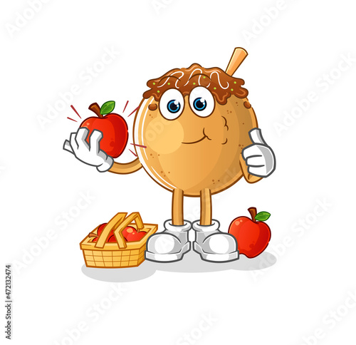 takoyaki eating an apple illustration. character vector