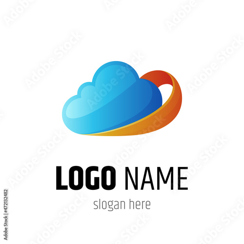 simple minimalist cloud logo template with gradient colors