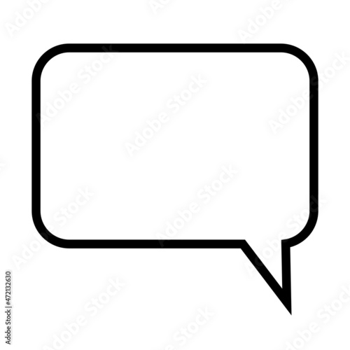 Speech dialogue icon. Black rectangle. Silhouette effect. Communication backdrop. Vector illustration. Stock image.