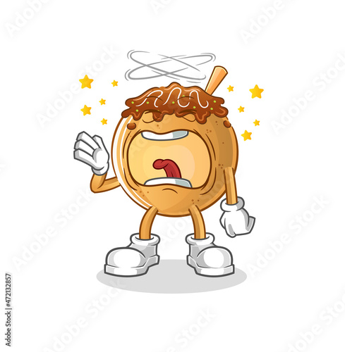 takoyaki yawn character. cartoon mascot vector