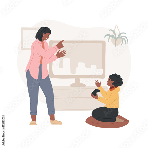 Generation gap isolated cartoon vector illustration. Mother and daughter quarreling, generational family conflict, worldview gap, older generation moralizing young, being upset cartoon vector.