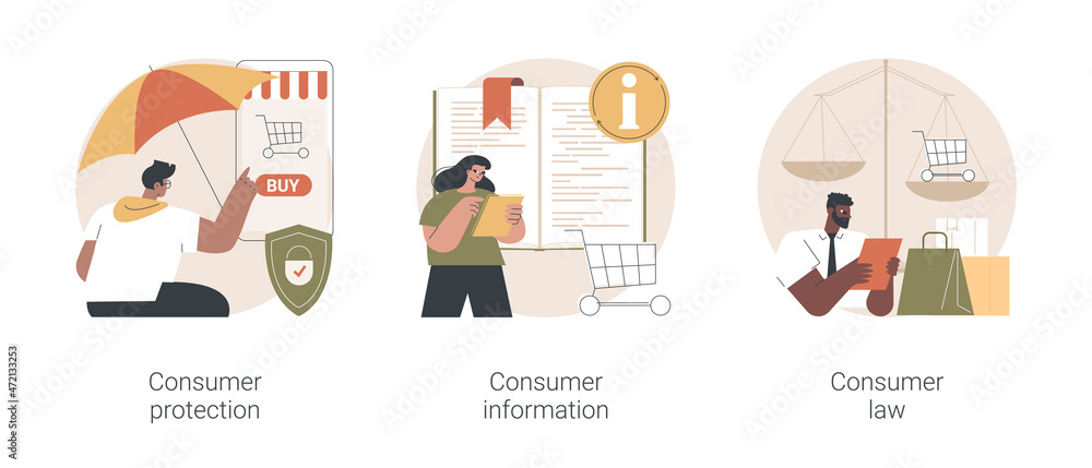 Buyers rights regulation abstract concept vector illustration set ...