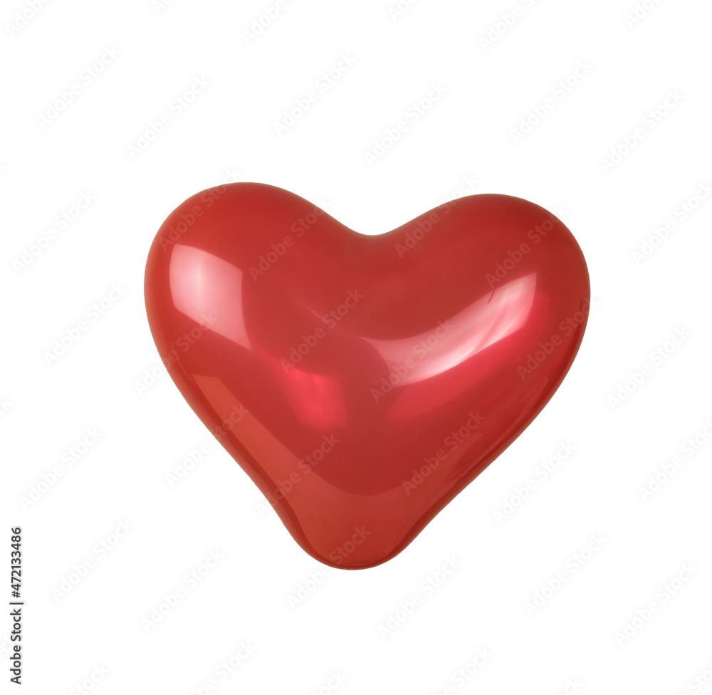 A large red heart-shaped balloon isolated on a white background.