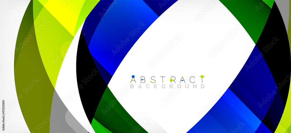 Geometric abstract background. Circle created with overlapping color shapes. Vector Illustration For Wallpaper, Banner, Background, Landing Page Geometric abstract background. Circle created with overlapping color shapes. Vector Illustration For Wallpaper, Banner, Background, Landing Page