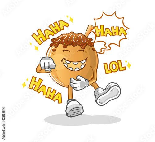 takoyaki Laugh Out Loud character. cartoon mascot vector