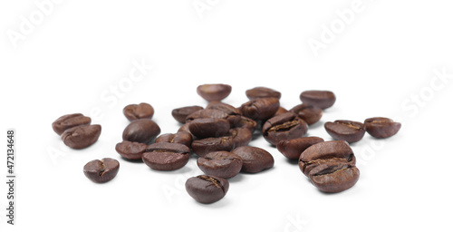 Fresh roasted coffee beans on white background