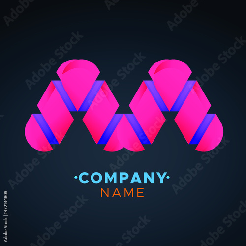 colorful M Letter logo, abstract colorful illustration