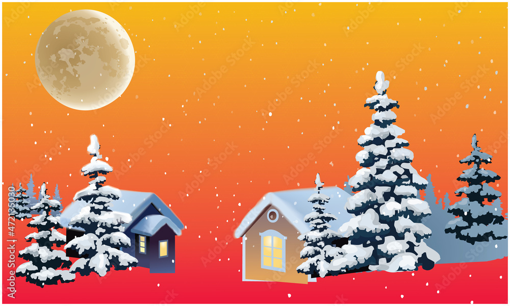 view of several home is in snow during Christmas night view of several home is in snow during Christmas night