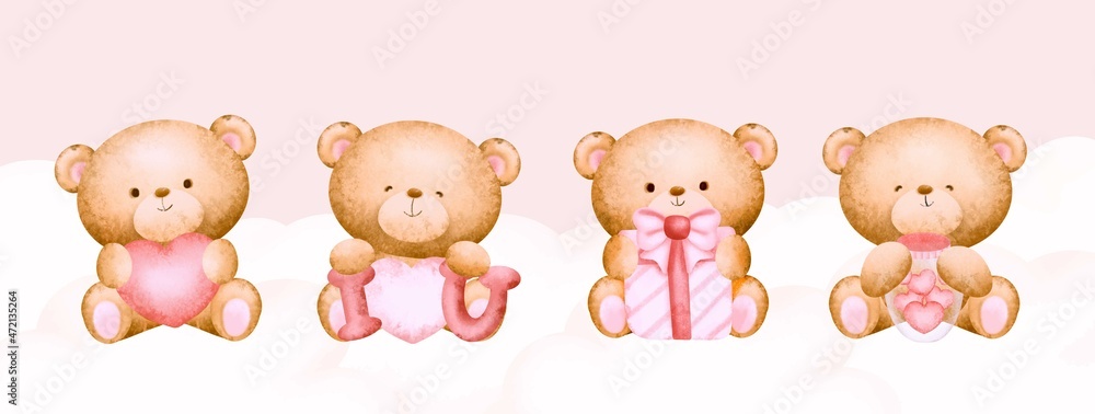 Set of Valentine's teddy bear Set of Valentine's teddy bear
