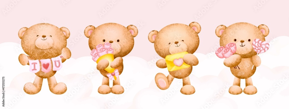 Set of Valentine's teddy bear Set of Valentine's teddy bear