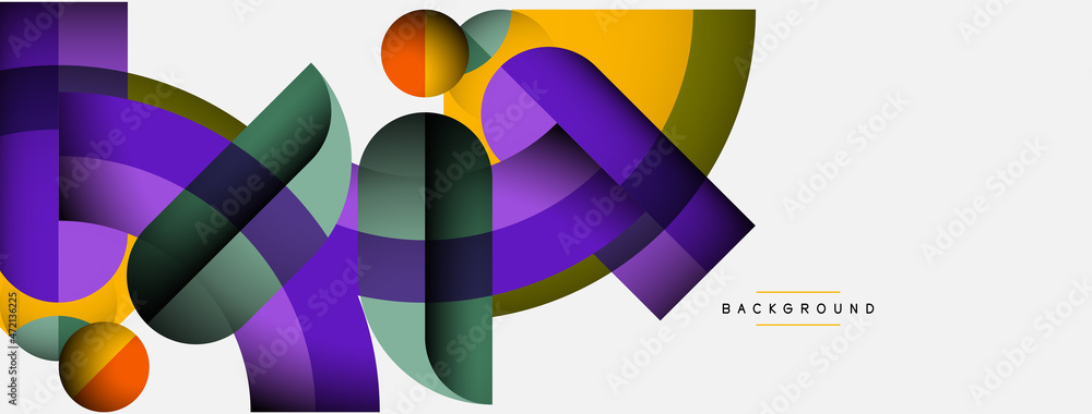 Trendy shapes, color minimal design composition, lines and shadows for wallpaper banner background or landing page