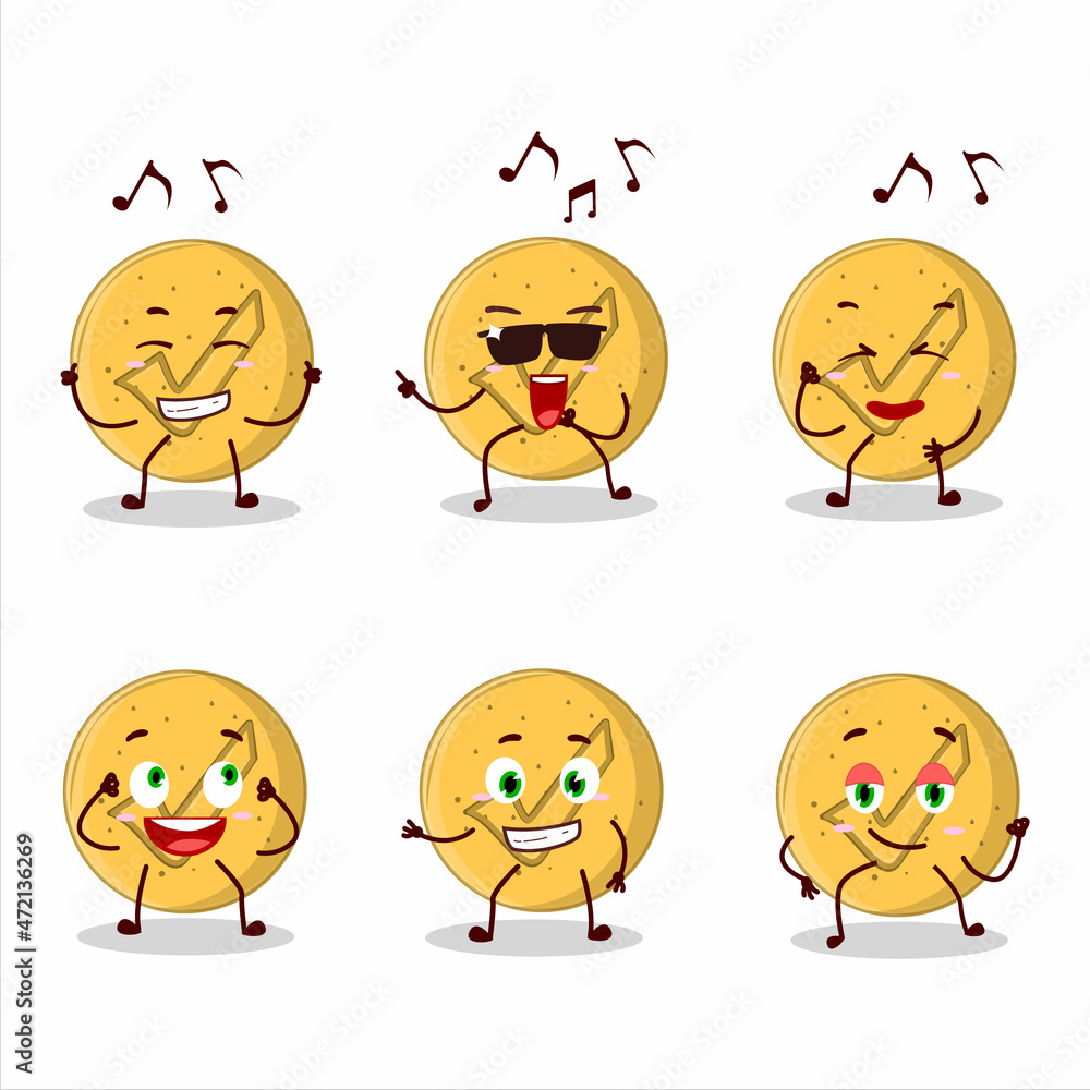 An image of dalgona candy agree dancer cartoon character enjoying the music