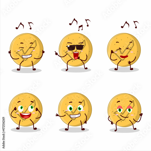 An image of dalgona candy agree dancer cartoon character enjoying the music