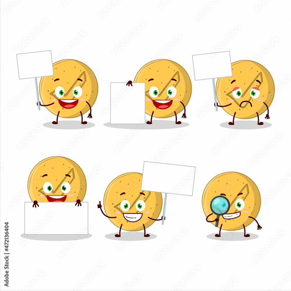 Dalgona candy agree cartoon character bring information board