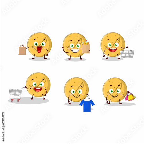 A Rich dalgona candy agree mascot design style going shopping
