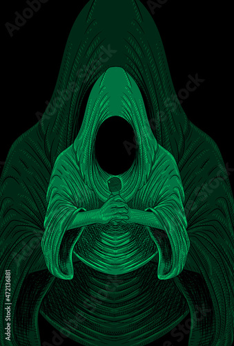 Ghost with microphone artwork illustration
