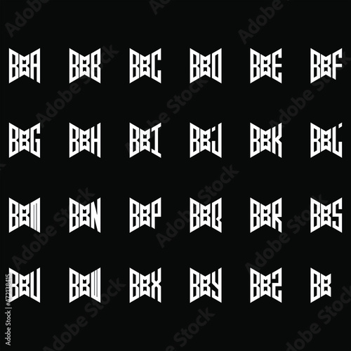 BBA to BBZ letter logo creative design, Multiple triple letter logo design