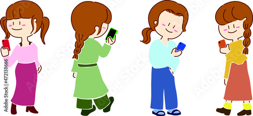 スマートフォンを操作する女性