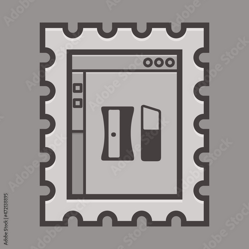 Set blank postage stamp.Toothed border mailing postal sticker template. Vector graphic desig. Icon.