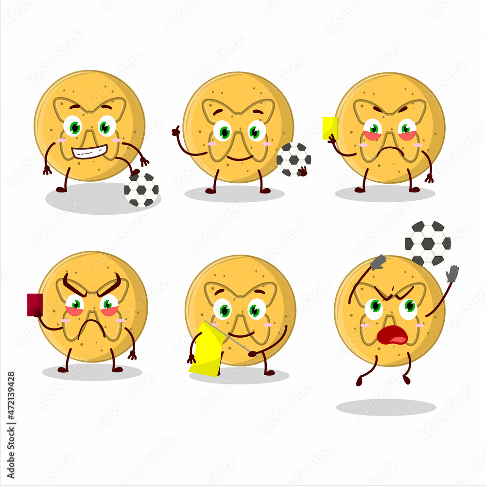 Dalgona candy butterfly cartoon character working as a Football referee Dalgona candy butterfly cartoon character working as a Football referee
