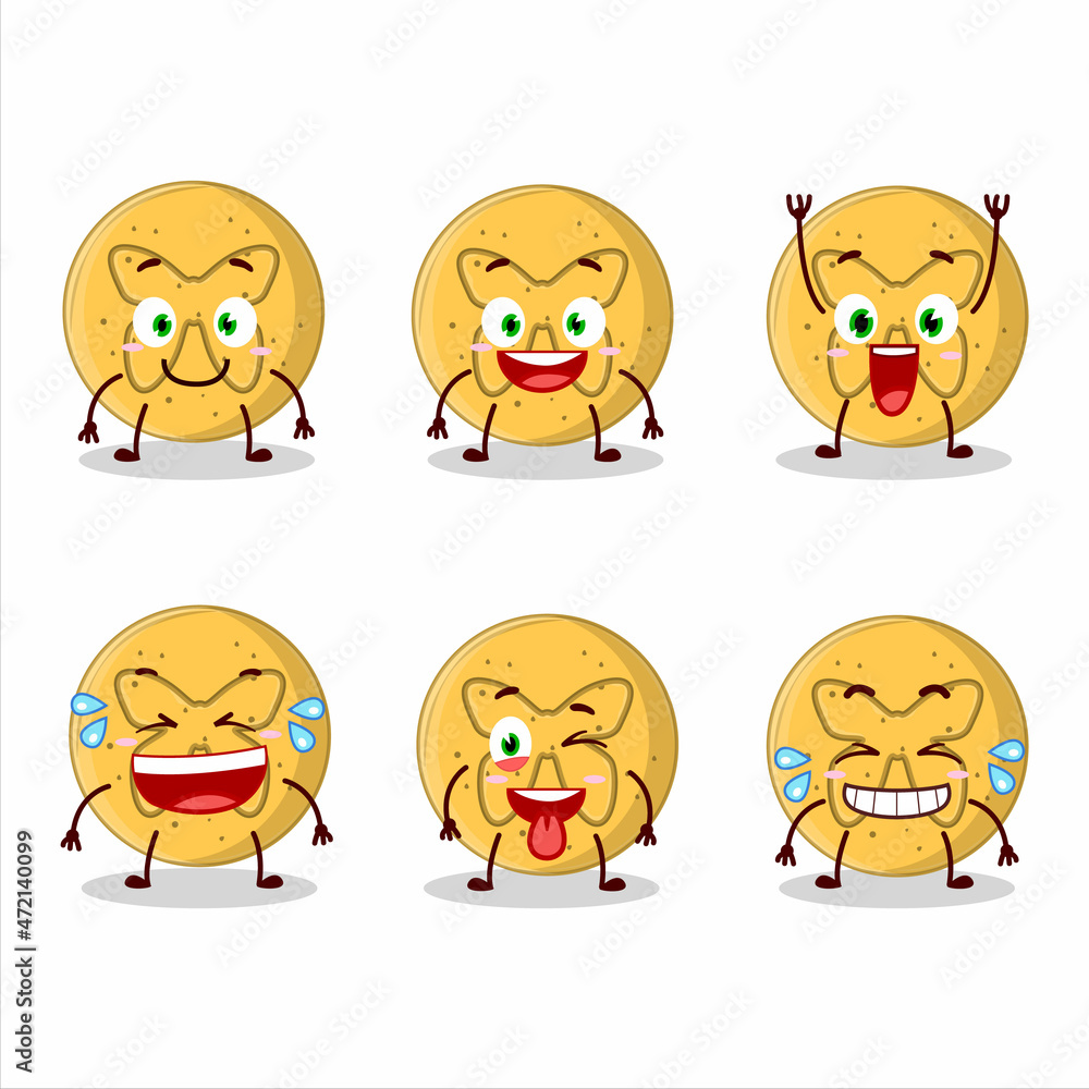 Cartoon character of dalgona candy butterfly with smile expression Cartoon character of dalgona candy butterfly with smile expression