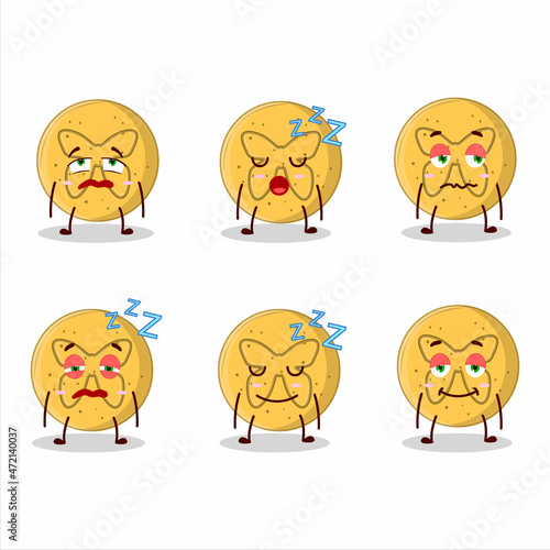 Cartoon character of dalgona candy butterfly with sleepy expression