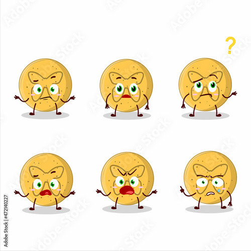Cartoon character of dalgona candy butterfly with what expression