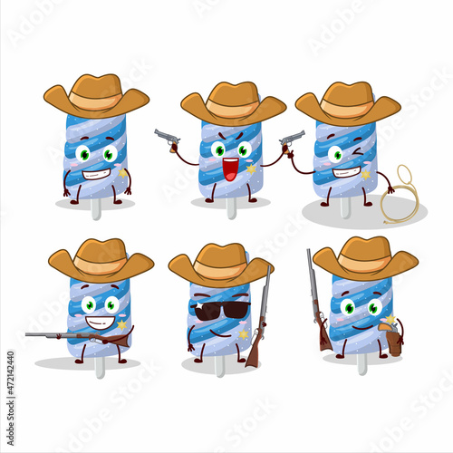Cool cowboy gummy candy blueberry cartoon character with a cute hat