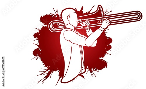 Trombone Musician Orchestra Instrument Graphic Vector
