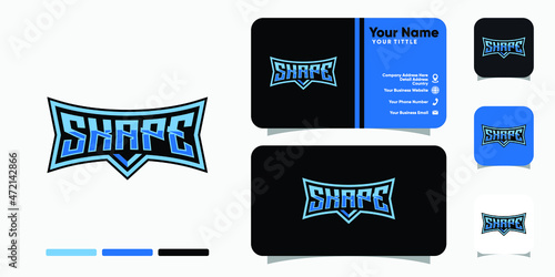 Shape monogram esport logo and business card design vector template