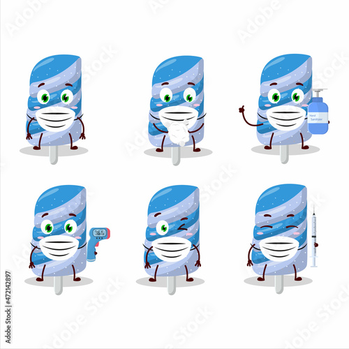 A picture of gummy candy blueberry cartoon design style keep staying healthy during a pandemic