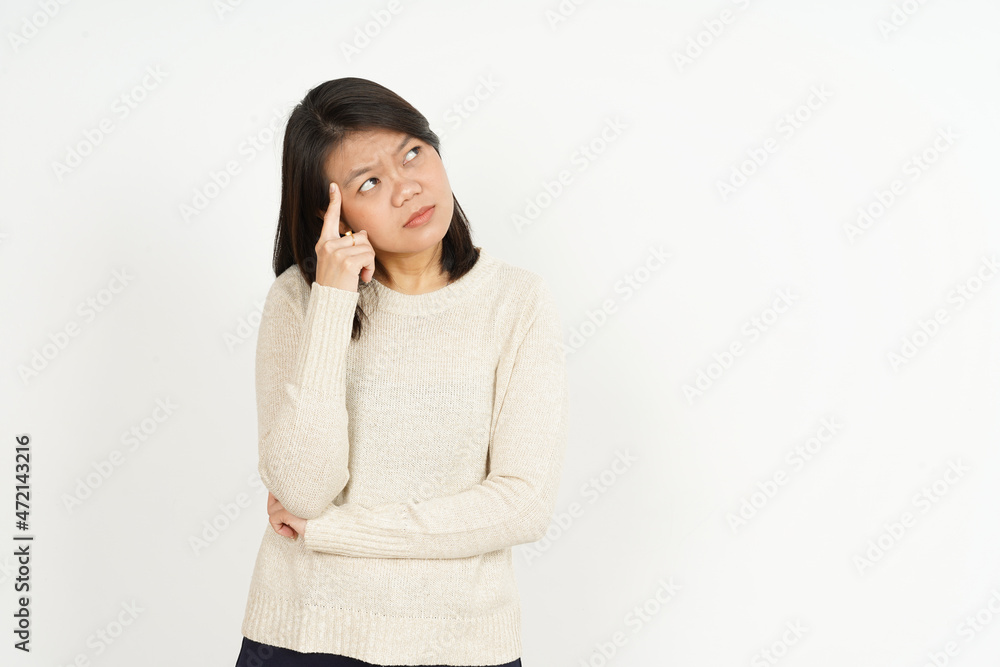 Thinking Gesture of Beautiful Asian Woman Isolated On White Background Thinking Gesture of Beautiful Asian Woman Isolated On White Background