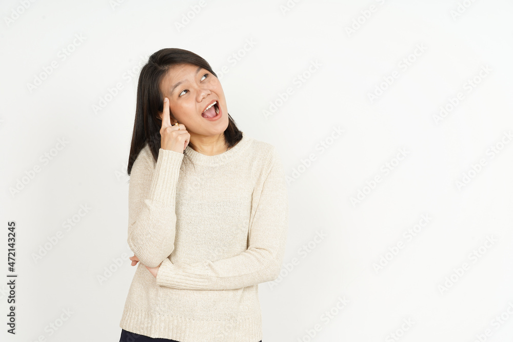 Thinking Gesture of Beautiful Asian Woman Isolated On White Background Thinking Gesture of Beautiful Asian Woman Isolated On White Background