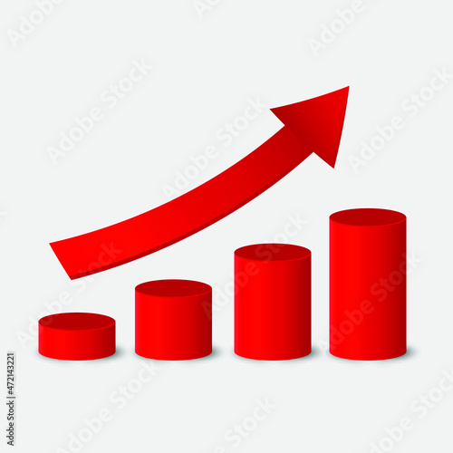 3d realistic graphic up. Up red arrow statistic graphic. business grow up. vector design