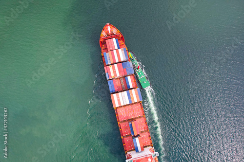 Container ships, transport business, international trade, import, export, commerce, logistics, international trade concept and international shipping using seafaring.