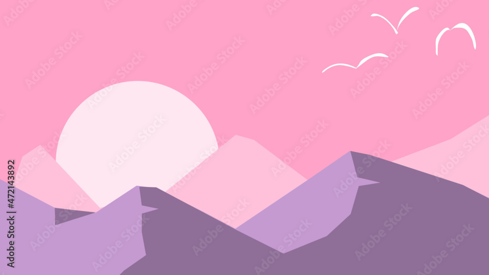 Fototapeta Colorful background with landscape, abstract mountains.