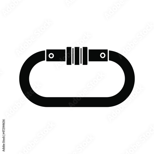 Carabiner icon. Safety hook or carabiner hook. Vector illustration