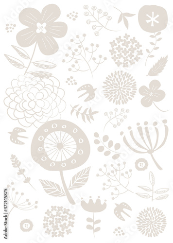 北欧風_草花柄背景_縦型