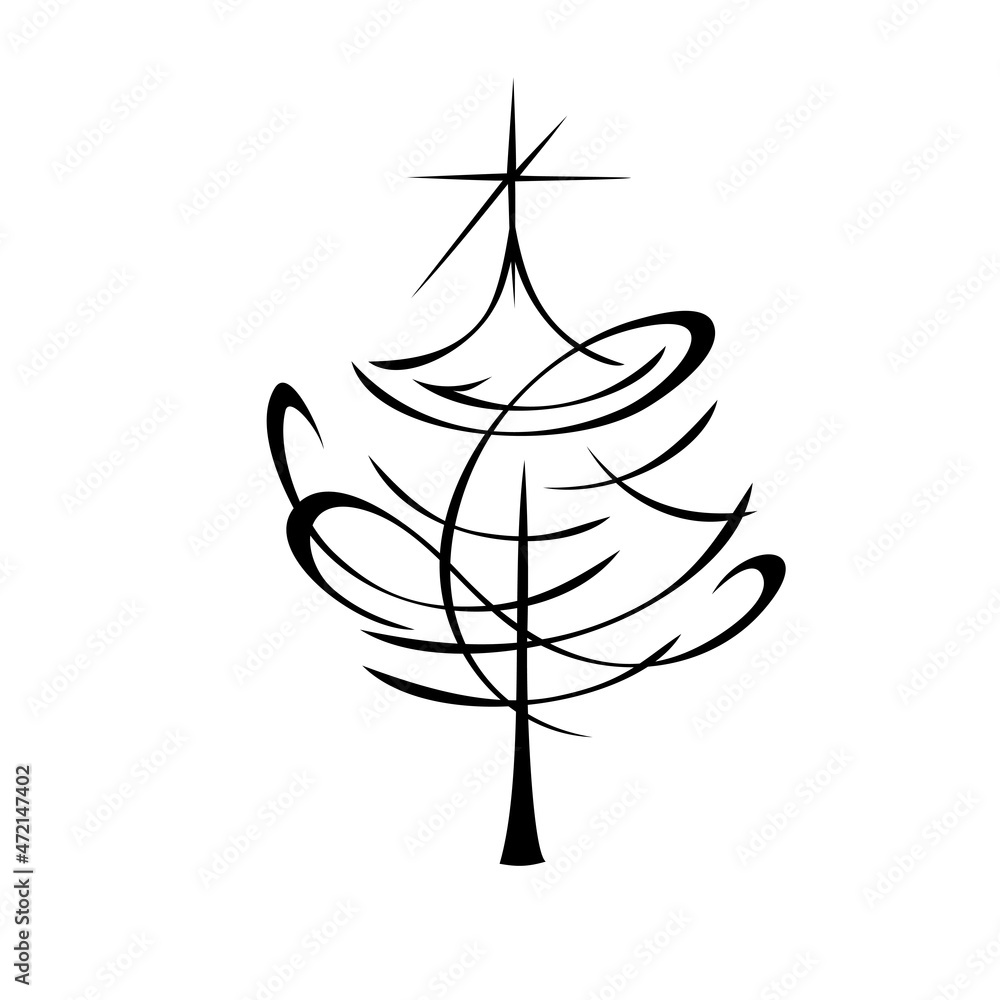 new year 73. stylized Christmas tree with a star at the top. graphic decor new year 73. stylized Christmas tree with a star at the top. graphic decor