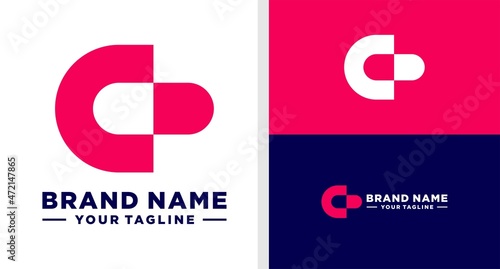 LETTER C LOGO CAPSULE NEGATIVE SPACE EDITABLE