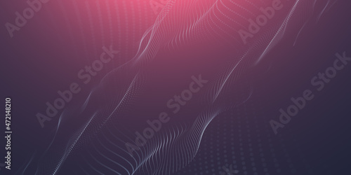 Abstract particular digital background hi-tech and scientific technology data line connect. particular wave dynamic mesh big data technology illustration background. 3d render particular line bg.