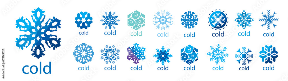 A set of vector logos Cold and Frost on a white background A set of vector logos Cold and Frost on a white background